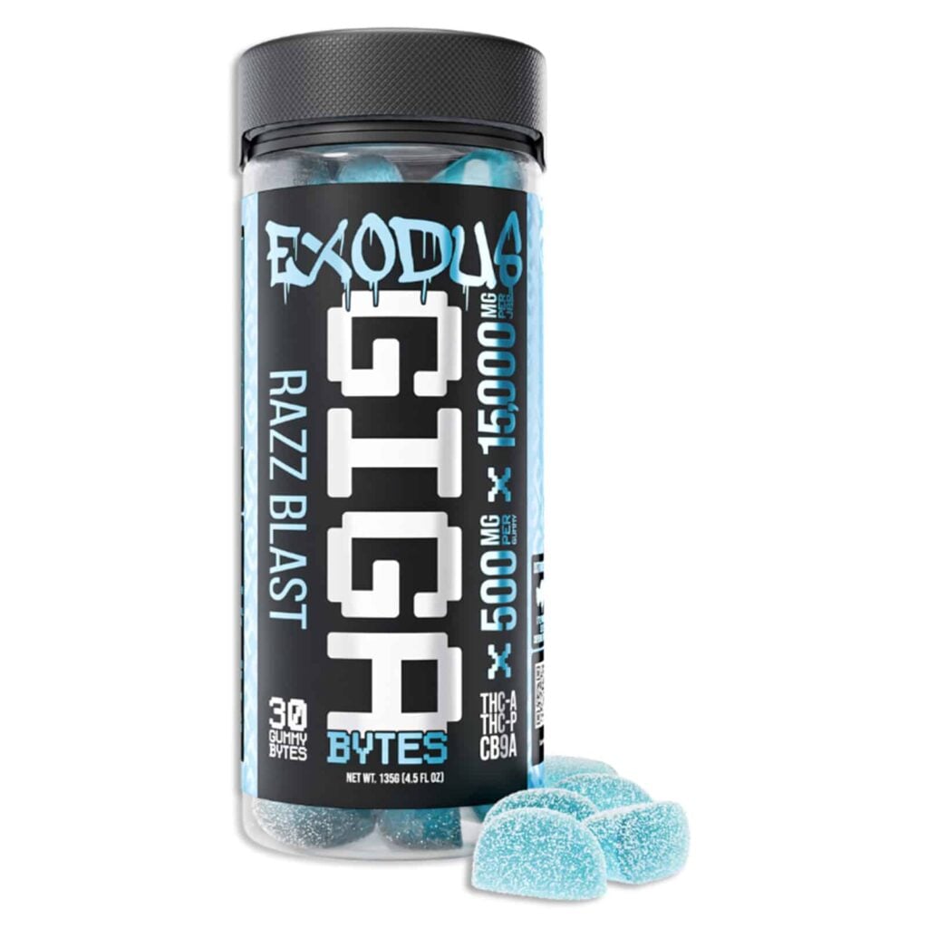 Exodus Giga Bytes 15000mg Gummies 30pc Razz Blast