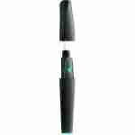 The Focus V Saber Hot Knife / Black is a sleek black cylindrical electronic device featuring a green light indicator and a removable cap, perfect for those needing a reliable hot knife.