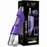 Image of a Lookah Seahorse Pro Plus device in vibrant purple color with its packaging box. The box highlights features like easy to clean and quartz taste, showcasing this Dab Pen Kit’s quality and convenience.