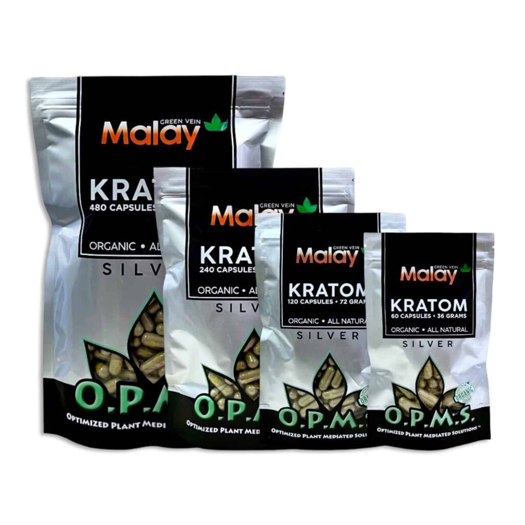 O.P.M.S Silver Kratom Capsules Malay 16 Capsules