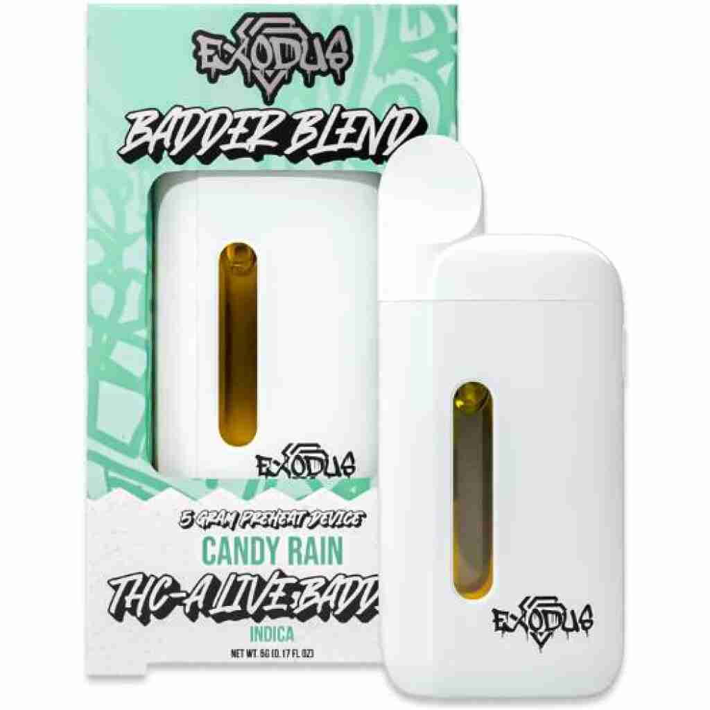 Exodus Badder Blend Preheat THCa Disposable Vape 5 Grams Candy Rain