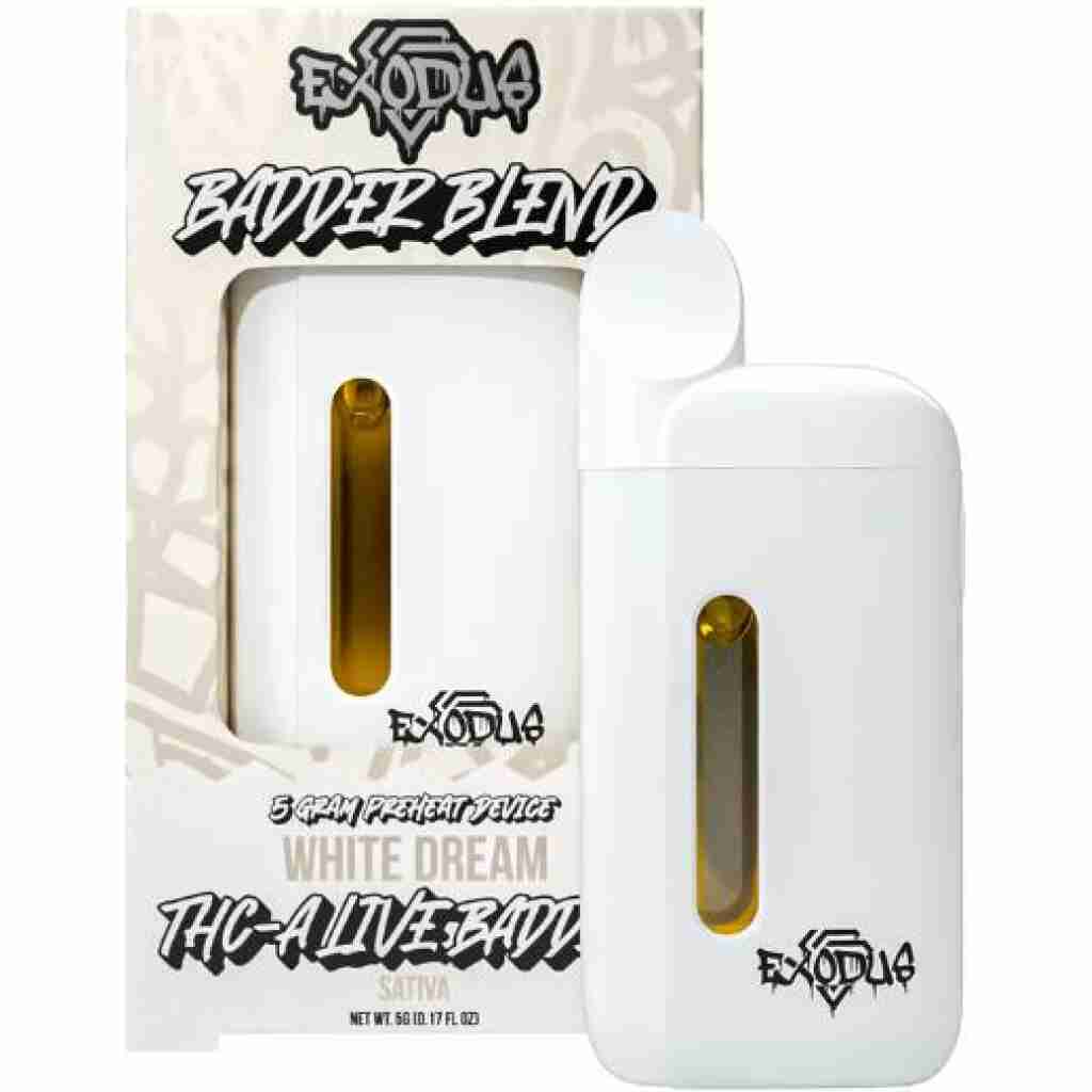 Exodus Badder Blend Preheat THCa Disposable Vape 5 Grams White Dream