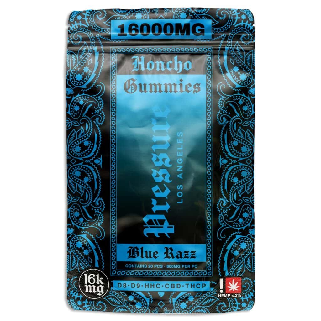 Pressure LA Honcho Gummies 16000mg Blue Razz