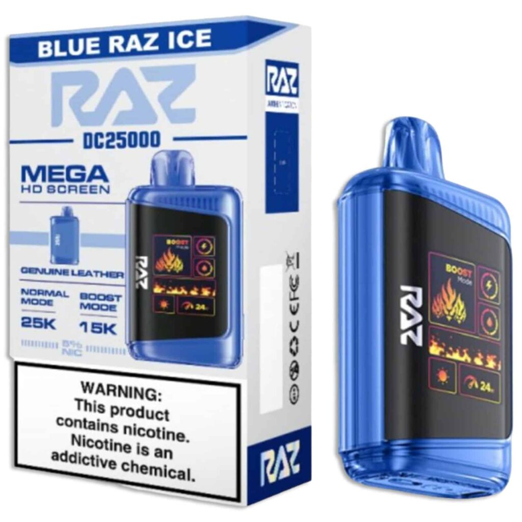 raz dc25000 nicotine disposable vape blue razz ice