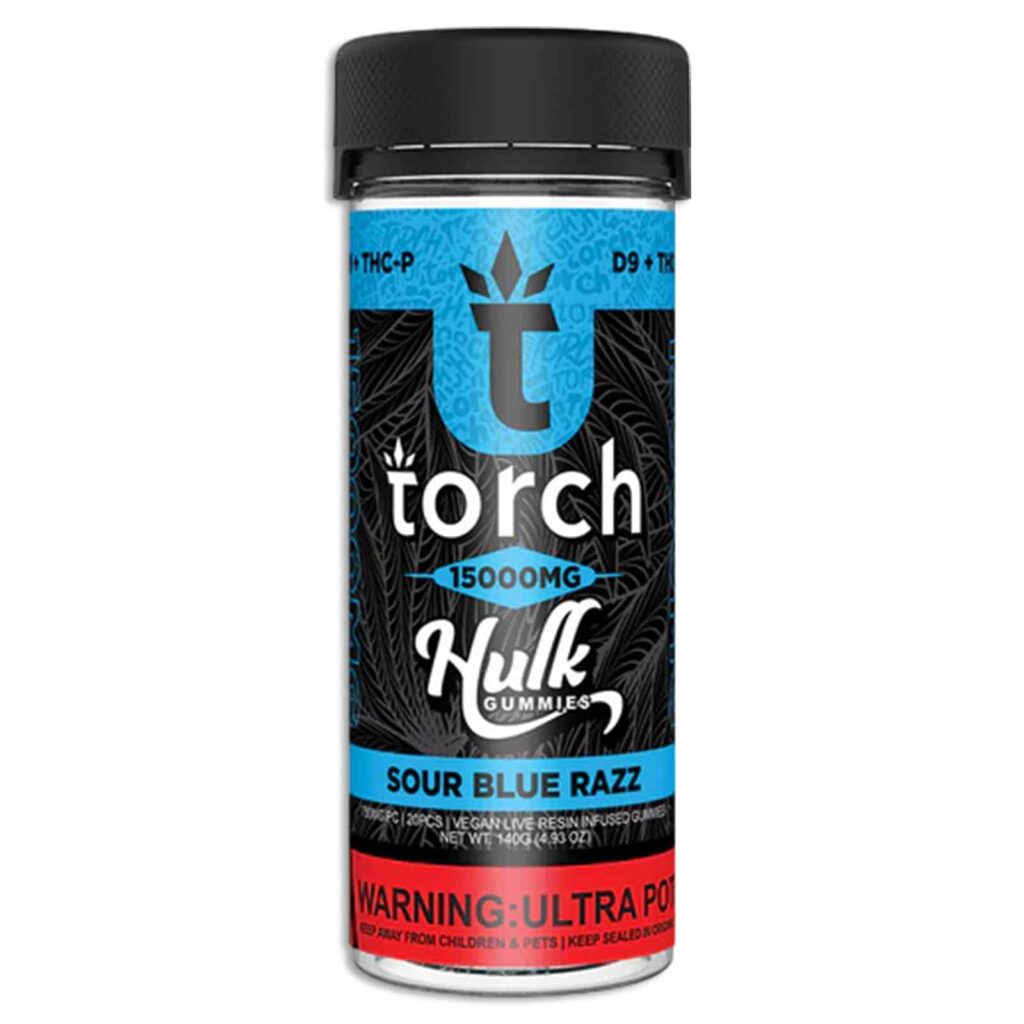 torch hulk gummies 15000mg 20pc sour blue razz