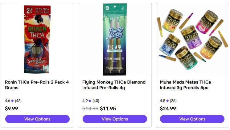 A collection THCA of pre-rolls for sale