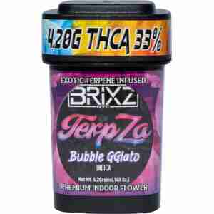 BRIXZ NYC TerpZa 33% THCa Flower – Exotic Flavor Enhanced Indoor Flower 4.20g – (Bubble GGlato – Indica)