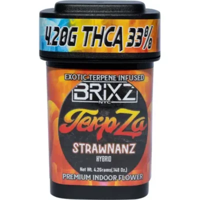 BRIXZ NYC TerpZa Exotic Terpene Infused THCa Premium Indoor Flower 4.20g Strawnanz.