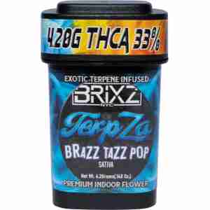 BRIXZ NYC TerpZa 33% THCa Flower – Exotic Flavor Enhanced Indoor Flower 4.20g -(Brazz Tazz Pop – Sativa)