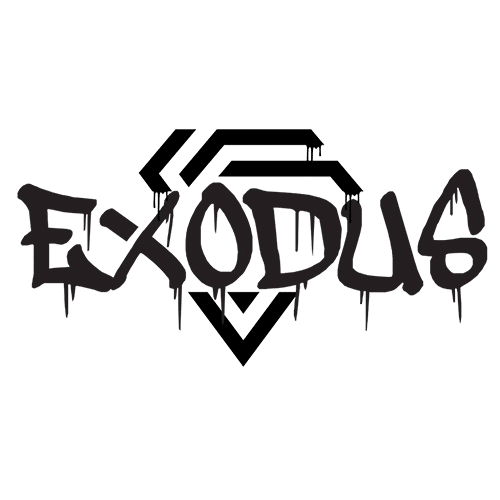 Exodus logo on a black background.