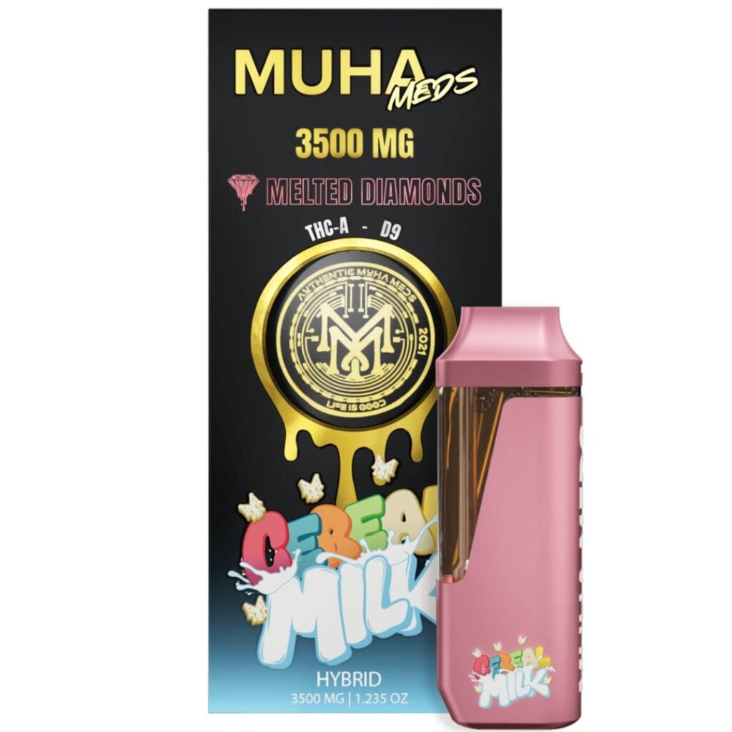 Muha Meds THCa Delta-9 THC Melted Diamonds Disposable Vape 3.5g Cereal Milk