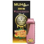 Muha Meds THCa Delta-9 THC Melted Diamonds Disposable Vape 3.5g flavor Mango Peach Rings