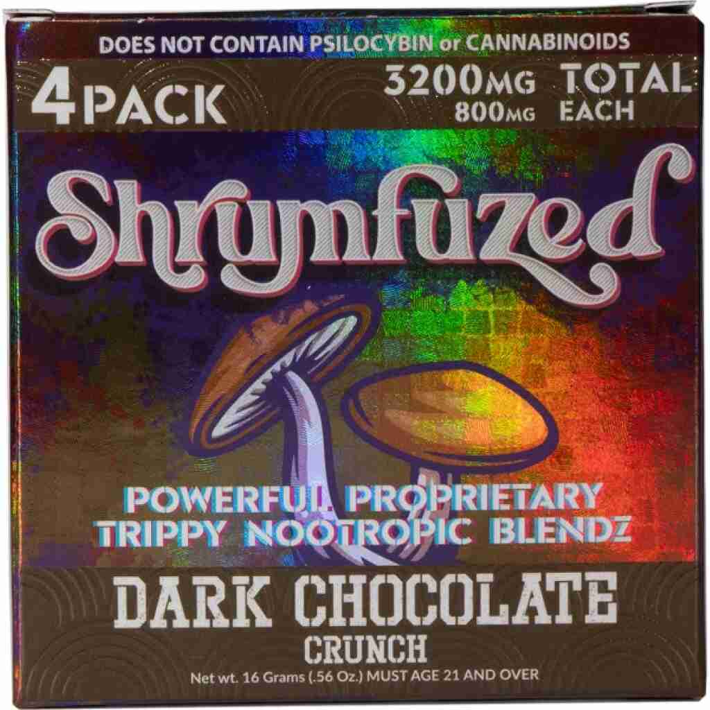 Shrumfuzed Nootropic Trippy Psychedelic Mushroom Chocolate 4p dark chocolate crunch.