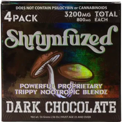 Shrumfuzed Nootropic Trippy Psychedelic Mushroom Chocolate 4pc dark chocolate.