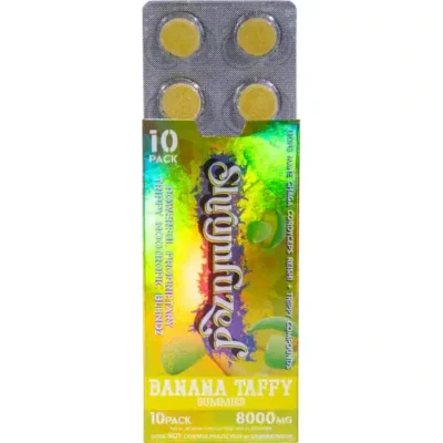 Shrumfuzed Nootropic Trippy Psychedelic Mushroom Gummies 10pc banana taffy.