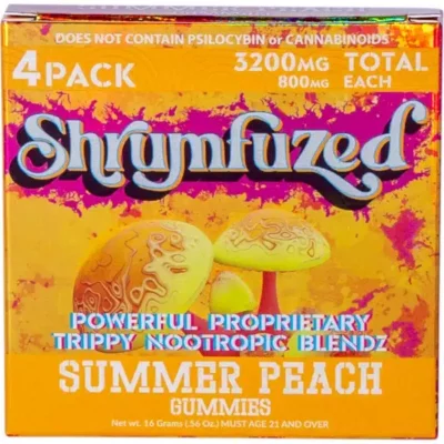 Shrumfuzed Nootropic Trippy Psychedelic Mushroom Gummies 4 Piece summer peach.