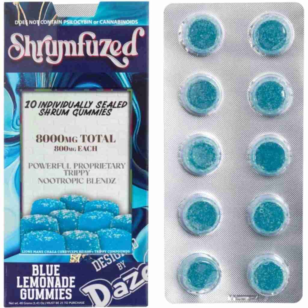 Shrumfuzed Nootropic Trippy Psychedelic Mushroom Gummies Blue Lemonade