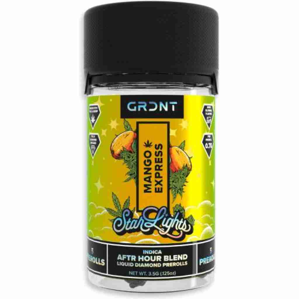 GRDNT Starlights THCa Liquid Diamonds 5pc Pre-Rolls 3.5g Mango Express