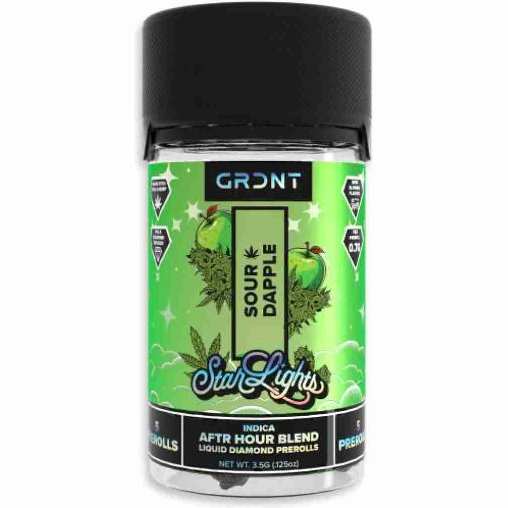 GRDNT Starlights THCa Liquid Diamonds 5pc Pre-Rolls 3.5g Sour Dapple