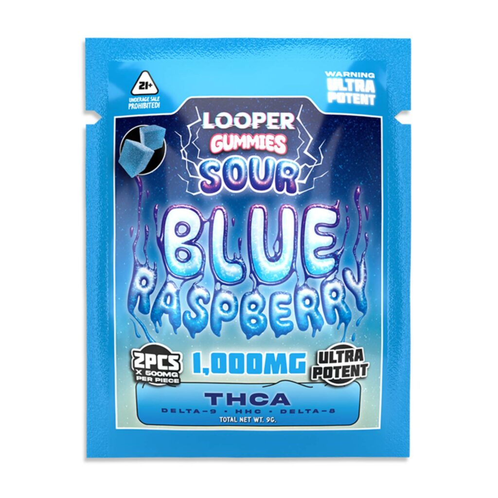 looper thca live badder 2pc gummies 1000mg blue raspberry