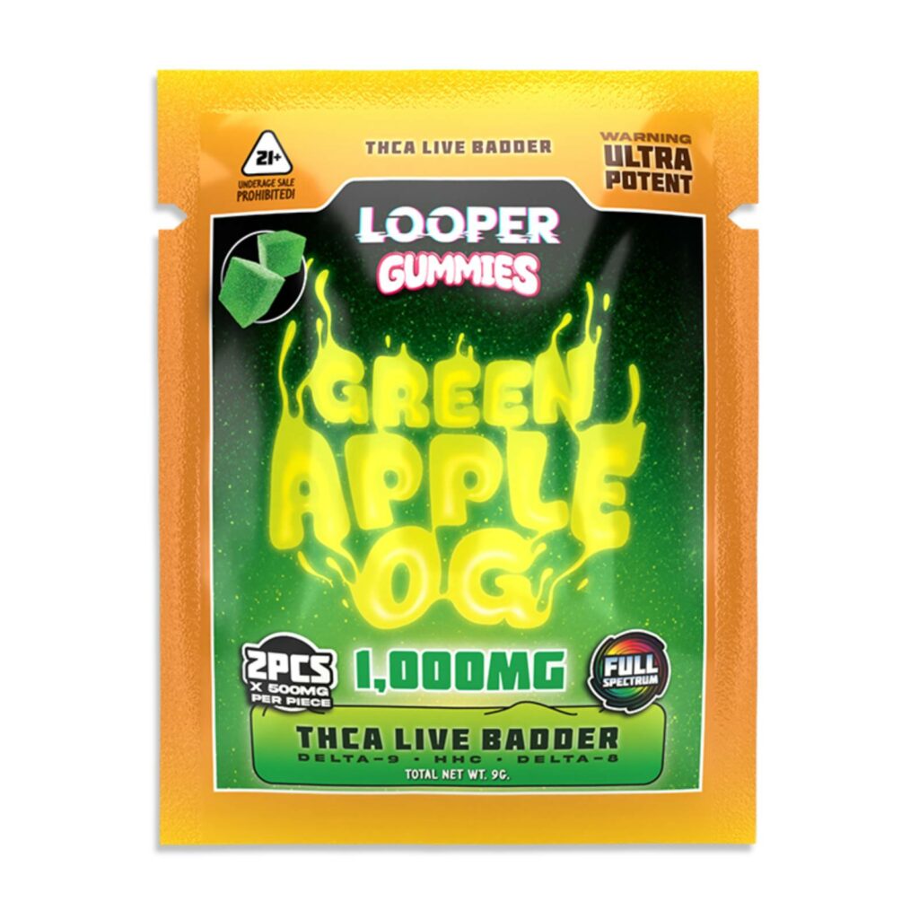 Looper THCa Live Badder 2pc Gummies 1000mg Green Apple OG