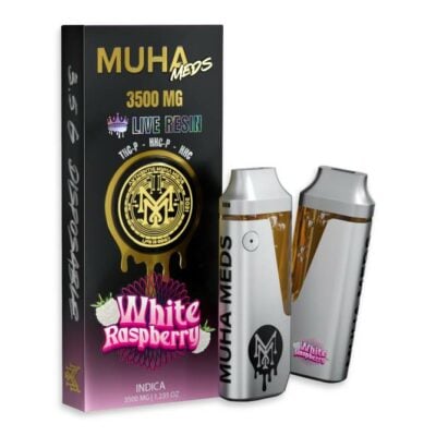 muha meds live resin disposable 3.5g white raspberry