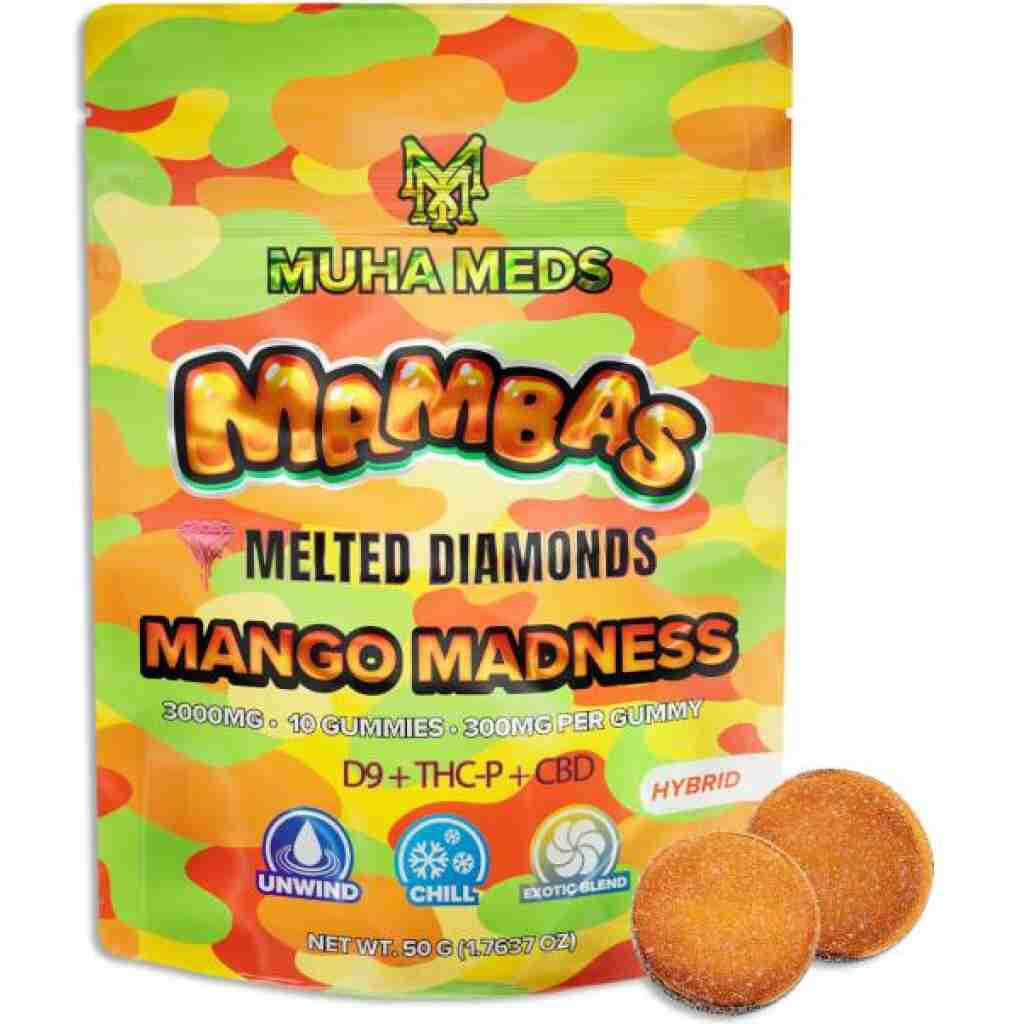 muha meds mambas melted diamonds gummies 10pc mango madness