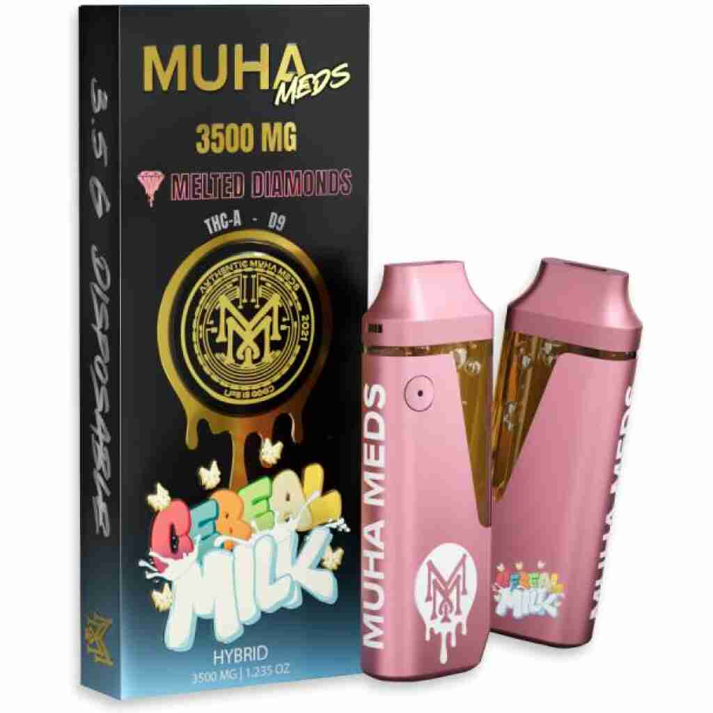 Muha Meds THCa Delta-9 THC Melted Diamonds Disposable 3.5gCereal Milk