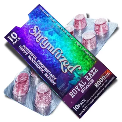 shrumfuzed nootropics trippy psychedelic mushroom gummies 10pk royal razz.