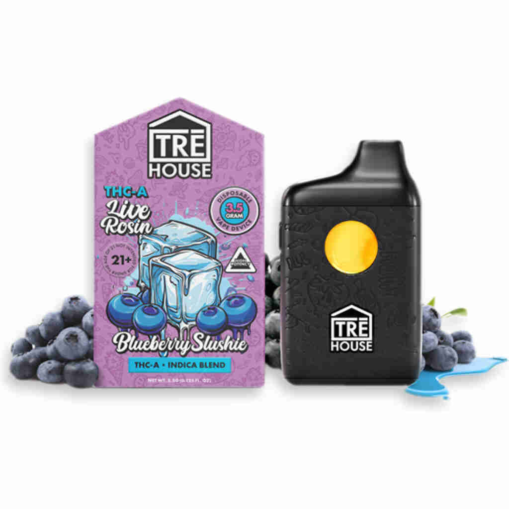 TRĒ House Live Rosin THCa Disposable Vape 3.5gBlueberry Slushie