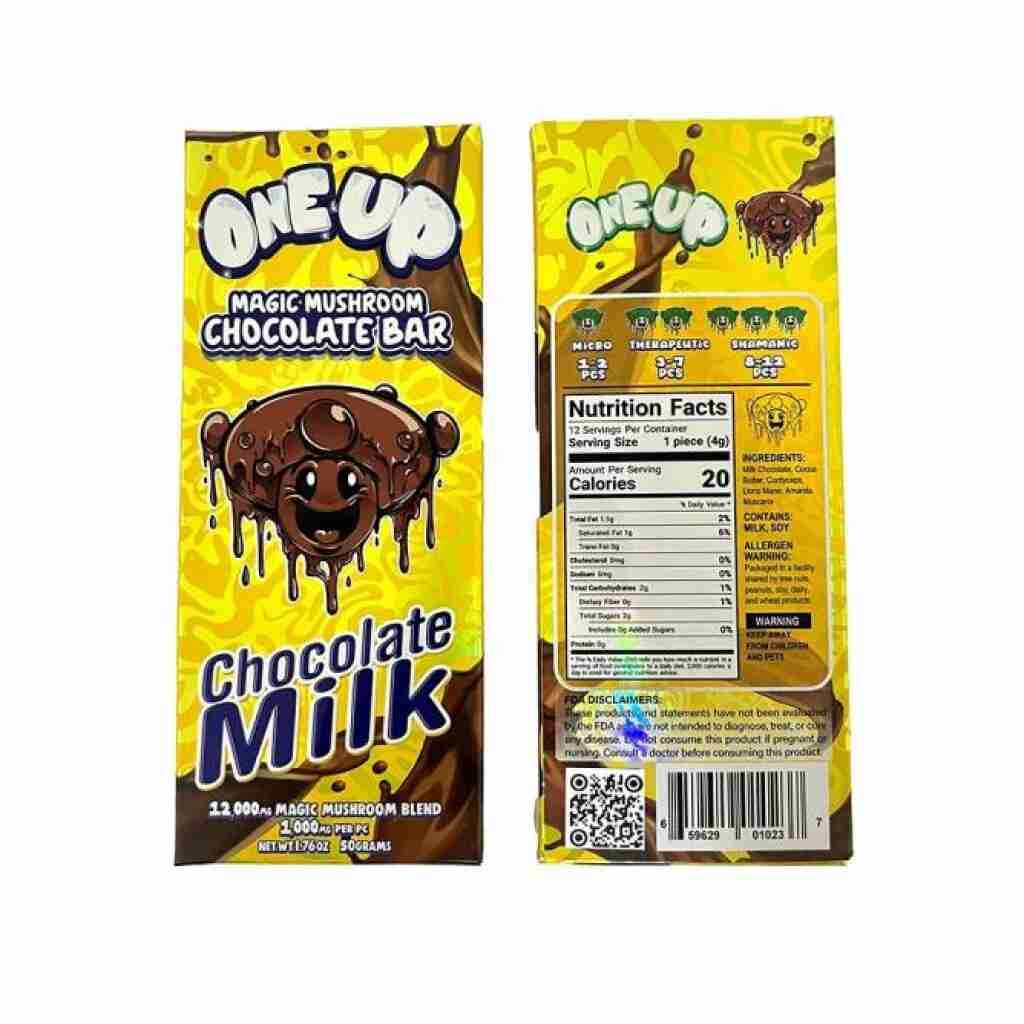 one up magic mushroom chocolate bars 12000mg 12pc chocolate milk