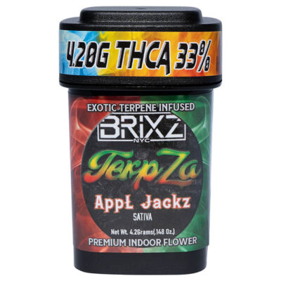 BRIXZ NYC TerpZa 33% THCA Flower – Exotic Flavor Enhanced Indoor Flower 4.20g -(AppL Jackz – Sativa)