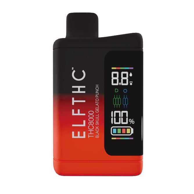 ELF THC 8000 Vanta Black Blend Disposable 8g Black Skull Gelato Punch