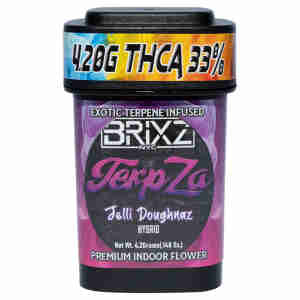 BRIXZ NYC TerpZa 33% THCa Flower – Exotic Flavor Enhanced Indoor Flower 4.20g -(Jelli Doughnaz – Hybrid)