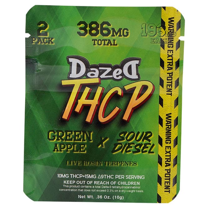 Dazed THCP Gummies 386mg 2pc Green Apple