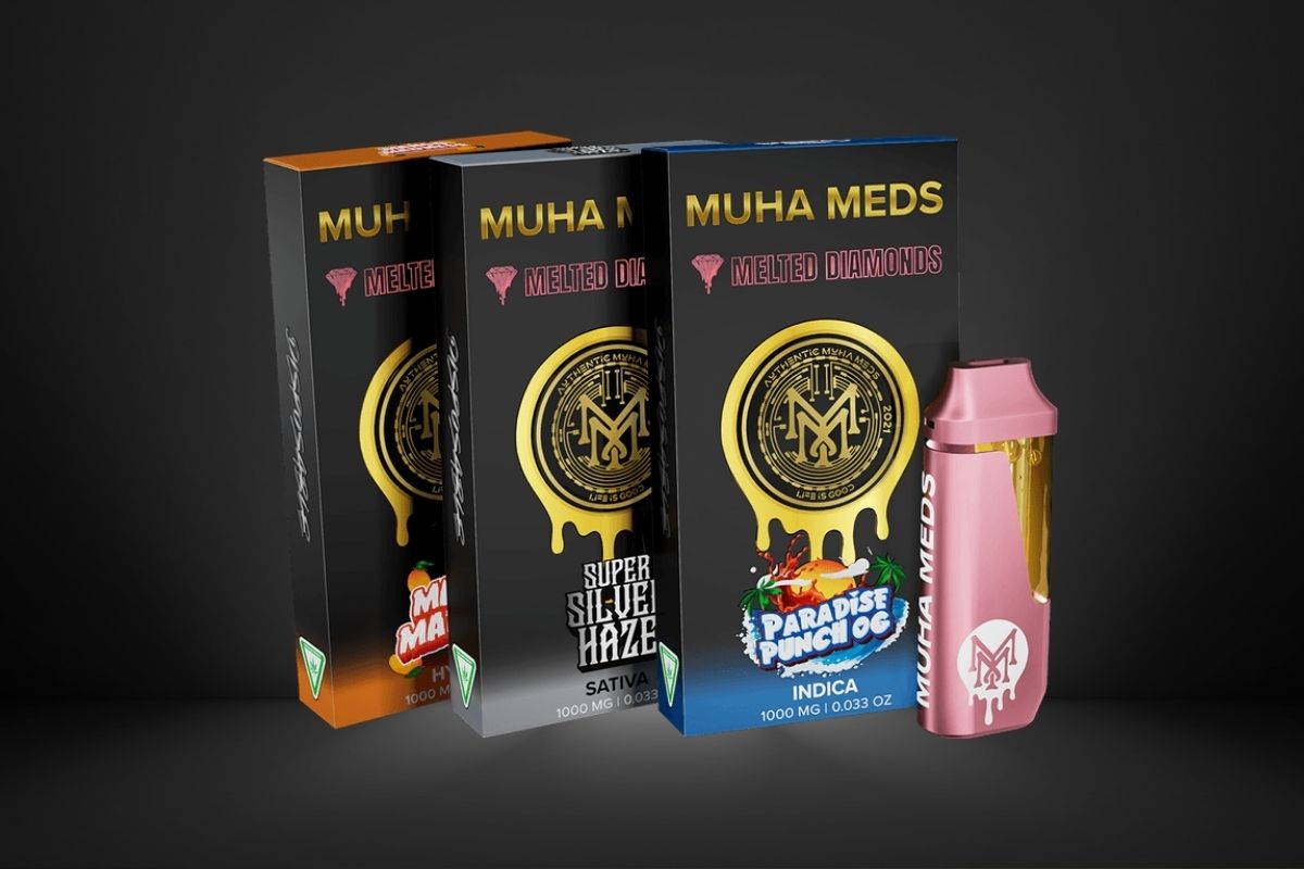 A collection of muha meds disposable vapes