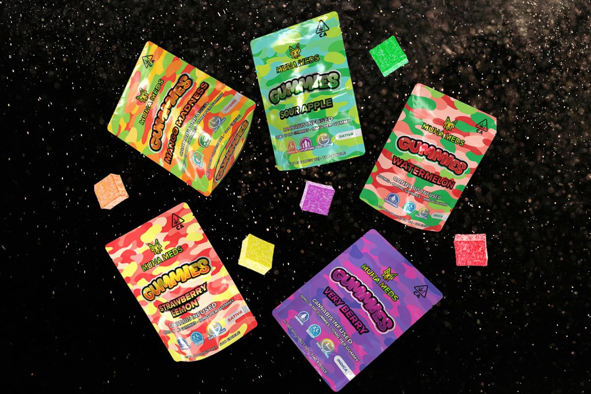 A collection of muha meds gummies shown in the image