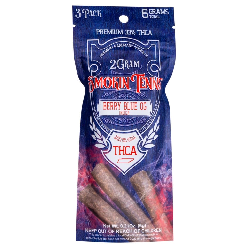 Smokin Tenns 3-Pack THCa Pre-Roll 2g Berry Blue OG