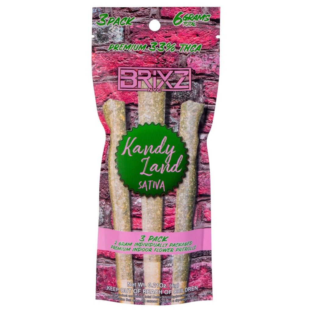 BRIXZ Premium Indoor THCa Pre-Roll 2g 3pk Kandy Land