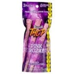 The Dazed 3-Pack THCP Pre-Roll 2g blunts come in purple packaging with 3 Pack indicated. These pink, glittery blunts contain premium 29% indoor flower and each pre-roll weighs 2 grams. Keep out of childrens reach.