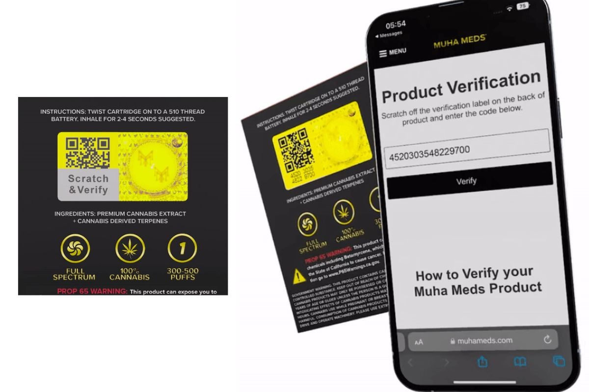 Scratch and verify the muha meds products shown in the image