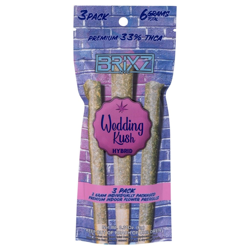 BRIXZ Premium Indoor THCa Pre-Roll 2g 3pk Wedding Kush
