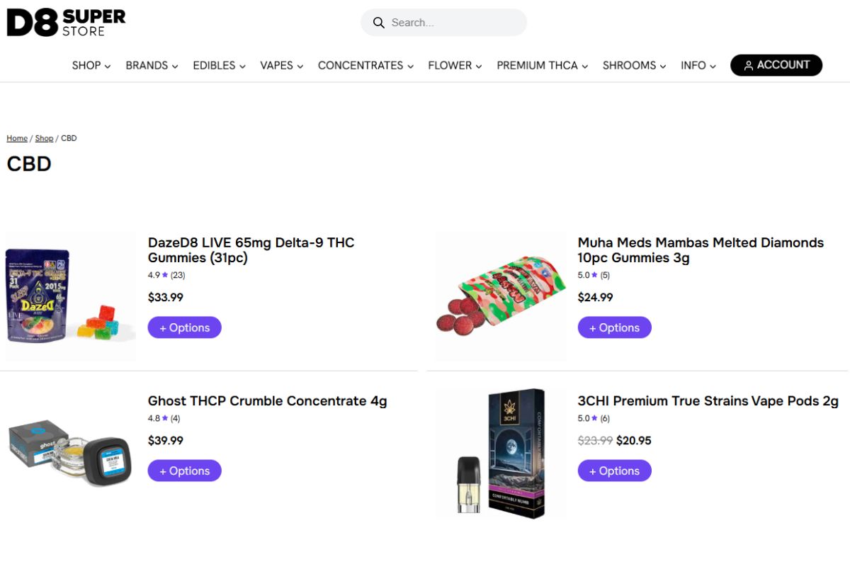A collection of different cbd products to buy online