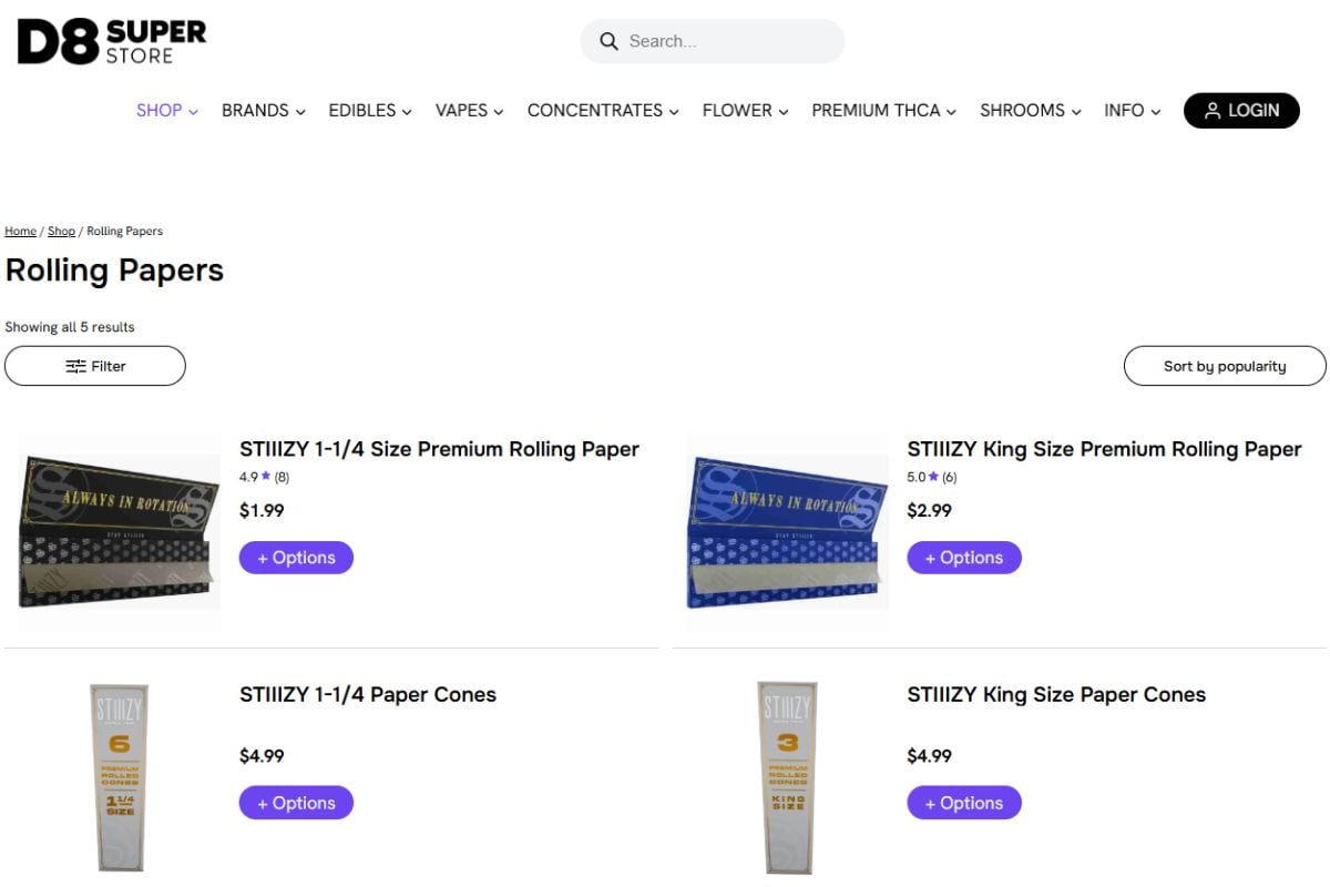 A collection of rolling papers to buy online