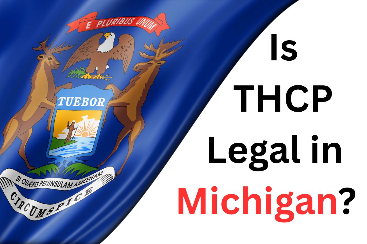 A flag of Michigan depicting the question - 'Is THCP legal in Michigan
