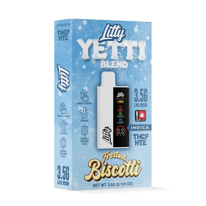 Litty Yetti Blend THCP Disposable 3.5g Frosted Biscotti (Indica)