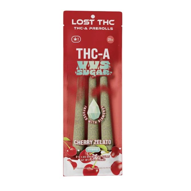 Lost THC THCa VVS Sugar Diamond Infused Pre-Rolls 3pc Cherry Zelato