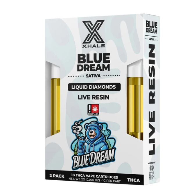 Xhale Live Resin THCa Liquid Diamonds Cartridge 2 x 1g Blue Dream (Sativa)