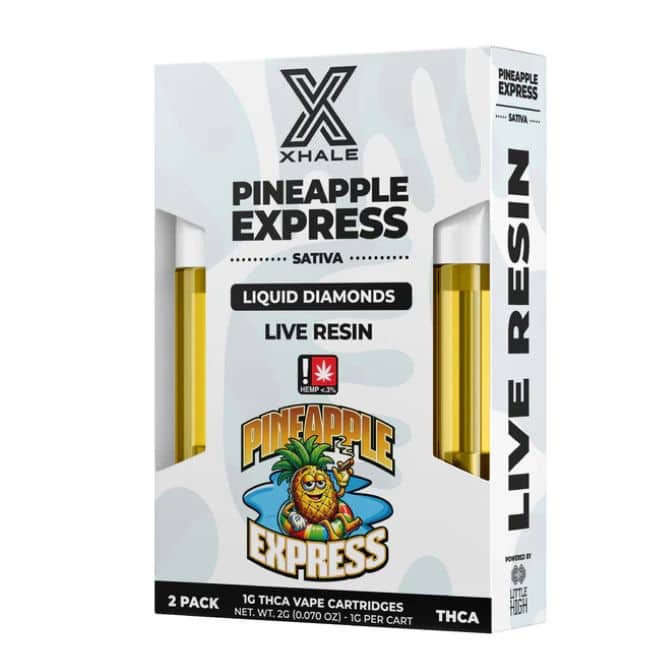 Xhale Live Resin THCa Liquid Diamonds Cartridge 2 x 1g Pineapple Express (Sativa)