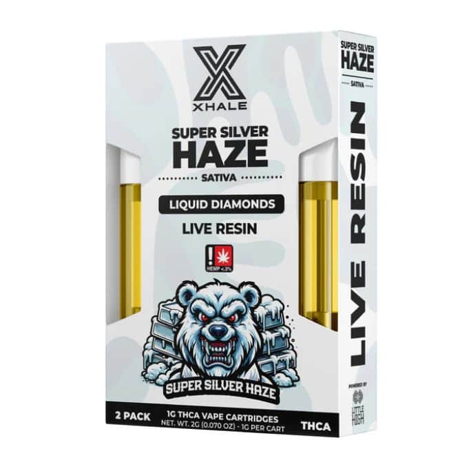 Xhale Live Resin THCa Liquid Diamonds Cartridge 2 x 1g Super Silver Haze (Sativa)